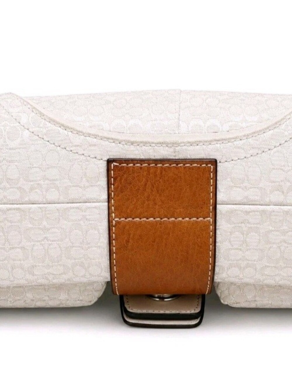 Vintage Coach White and Tan Jaquard Leather Shoulder Bag **NEAR MINT CONDITION** - Picture 7 of 16